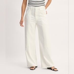 NWT Everlane The Carpenter Jean Relaxed Wide Leg Patch Pockets In Bone Size 30